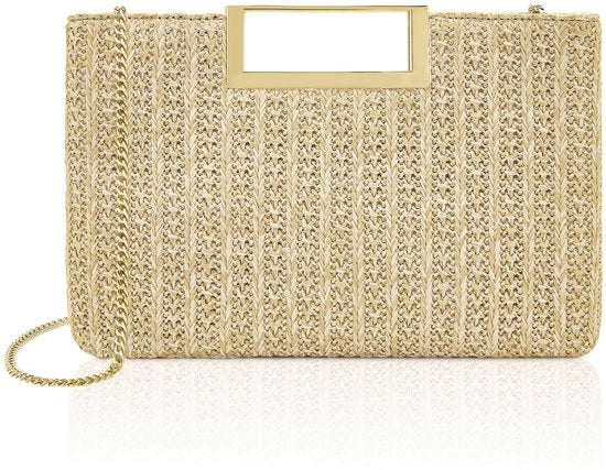 Borsa da sera elegante con maniglia per donna, tasca da braccio per matrimonio in cinghiale (Straw Tanned)