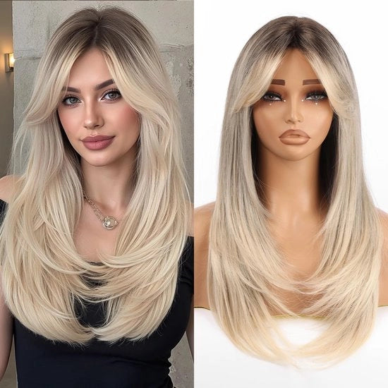 Pruika Fisso - Lunghezza 61 cm - Struttura a Spire - Resistente al Calore - Materiale Sintetico - Aspetto Naturale - Adatto per Uso Giornaliero/Feste - Accessorio per Capelli