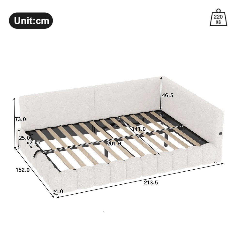 Letto Contenitore Imbottito con LED e Meccanismo Idraulico ¨C MINIMAL ¨C Bianco 140x200