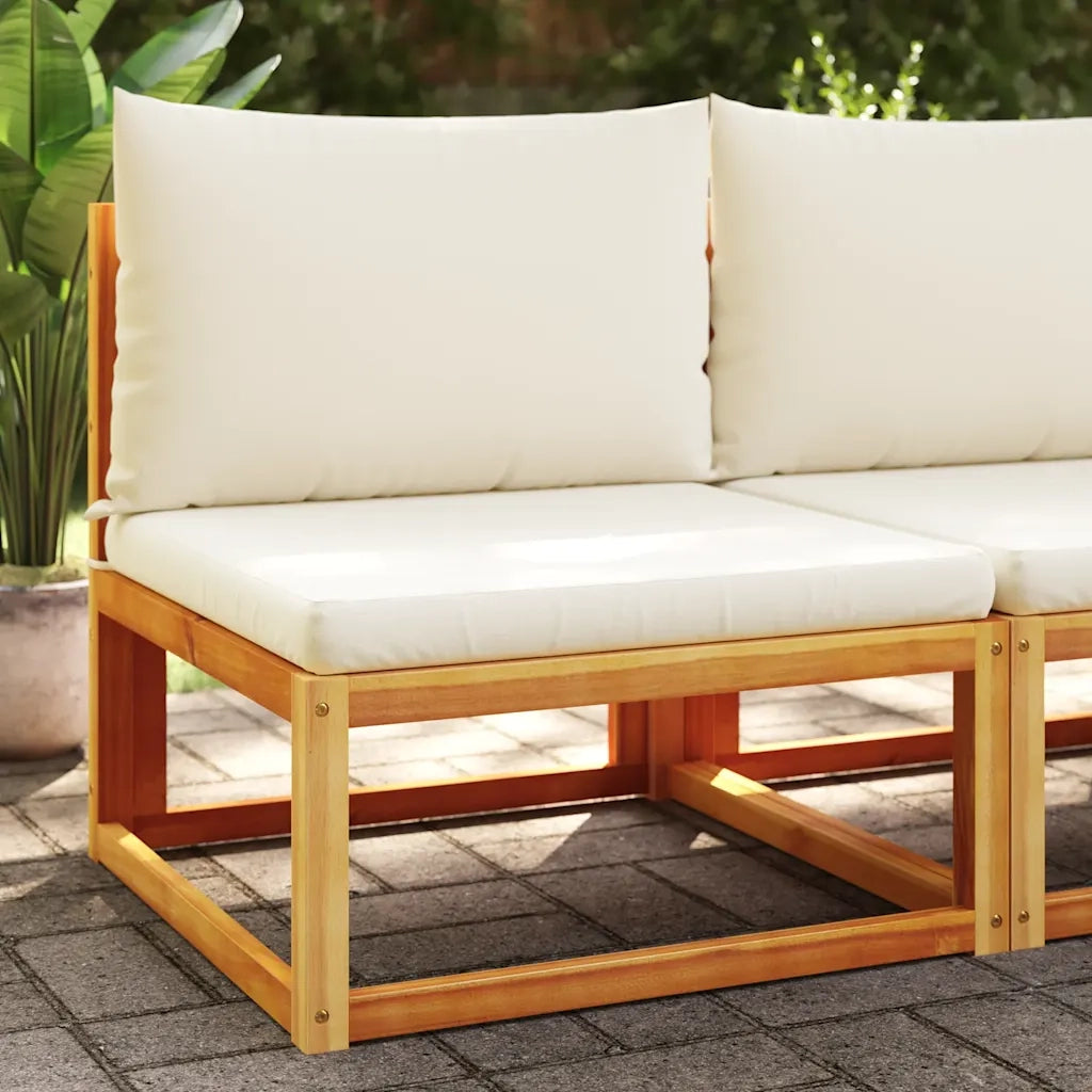 Divano da giardino senza braccioli con cuscini in legno di acacia e rattan 4008177