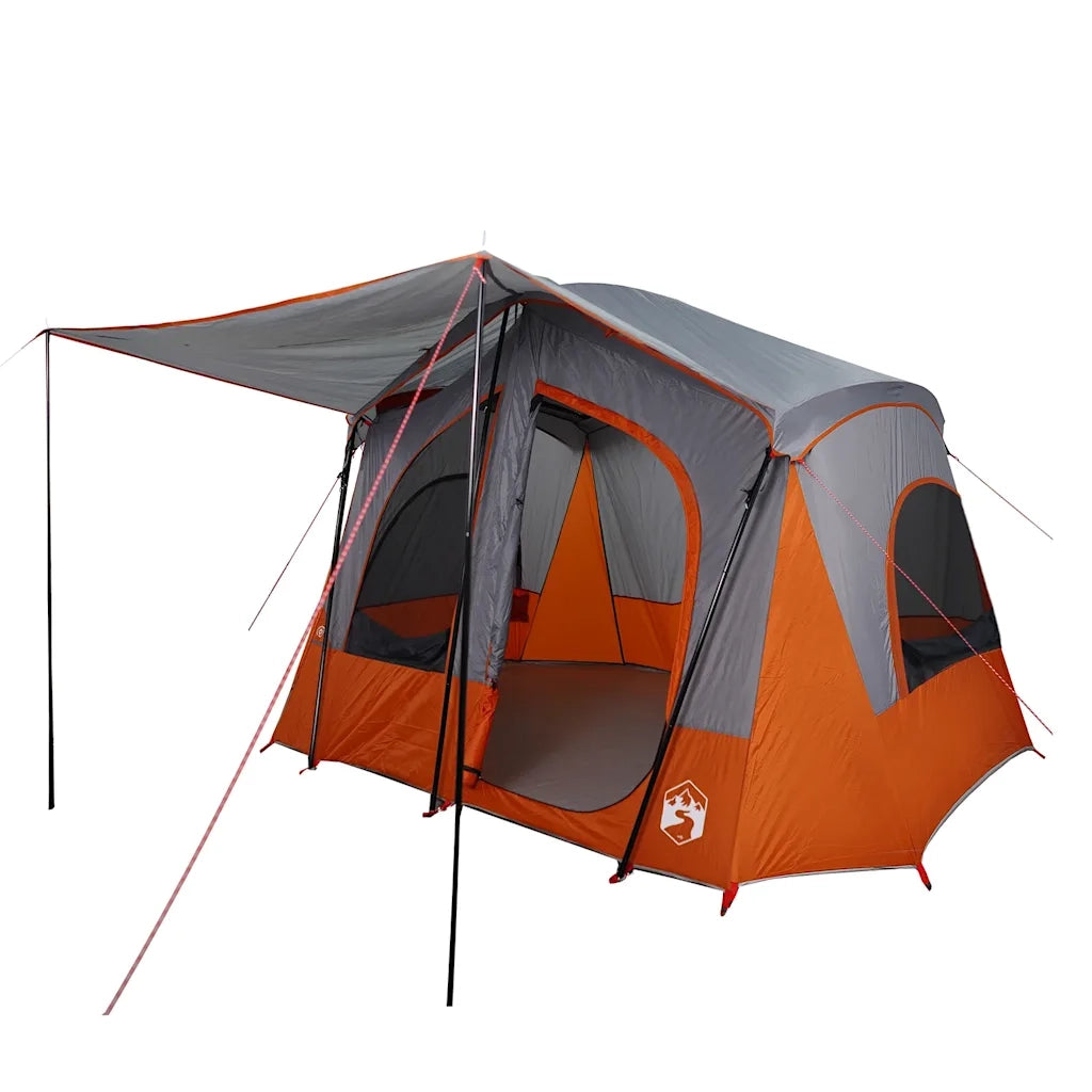 Tenda Campeggio Cabina 5 Persone Grigio Arancione Impermeabile