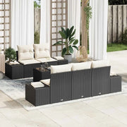 Set Divano da Giardino 6 pcs Nero e Crema polyrattan