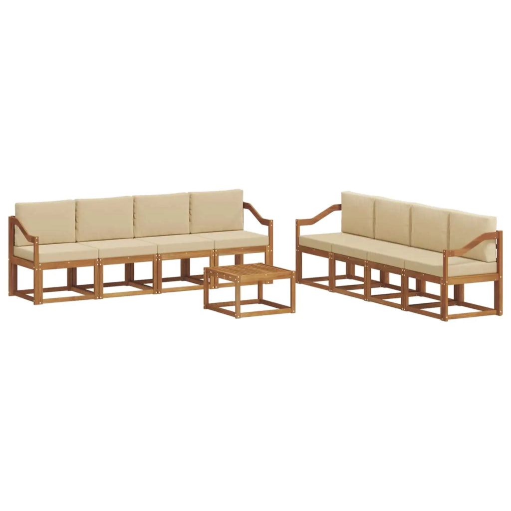 Set di divani da esterno con cuscino 9 pcs Naturale e Beige 3366201