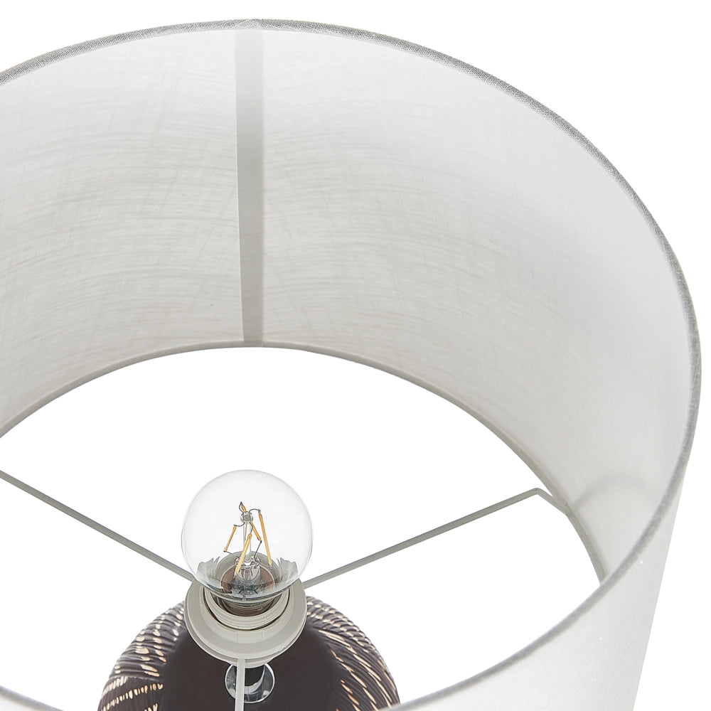 Lampada da tavolo Base in ceramica nera 63 cm Paralume in tessuto bianco Lampada da comodino classica