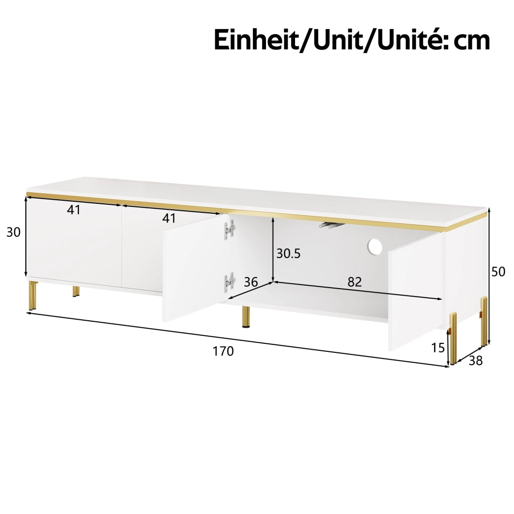 Set Mobile TV e Tavolino da Caff?? con 2 Ante; 2 Cassetti e Vani Nascosti; per Soggiorno; Pannello di Particelle; Bianco