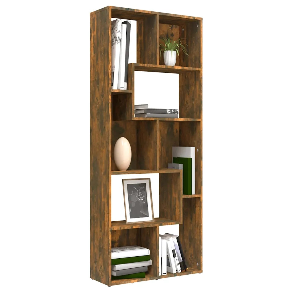 Libreria-Scaffale per Libri-Mobile di Stoccaggio Rovere Fumo 67x24x161 cm in Legno Multistrato