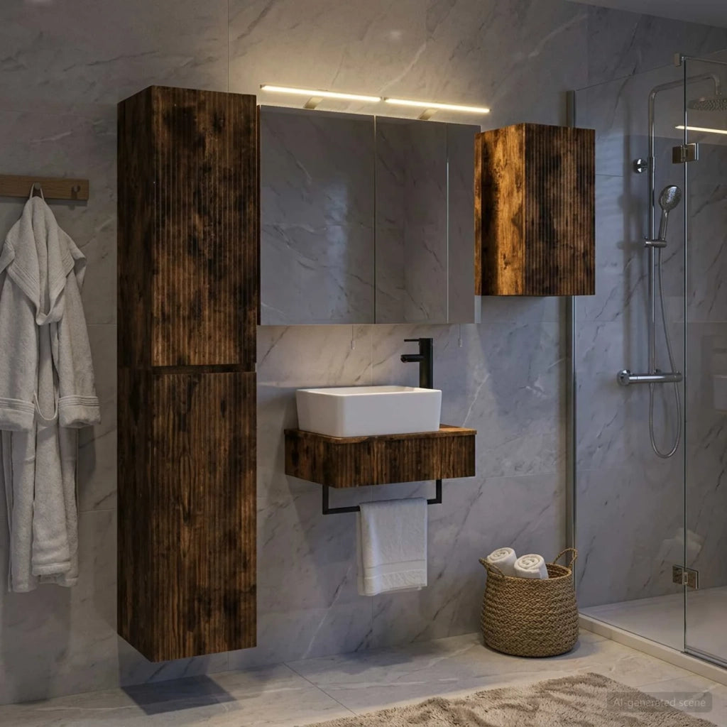 Set di mobili per il bagno 5 pcs Rovere Fumo 3407267