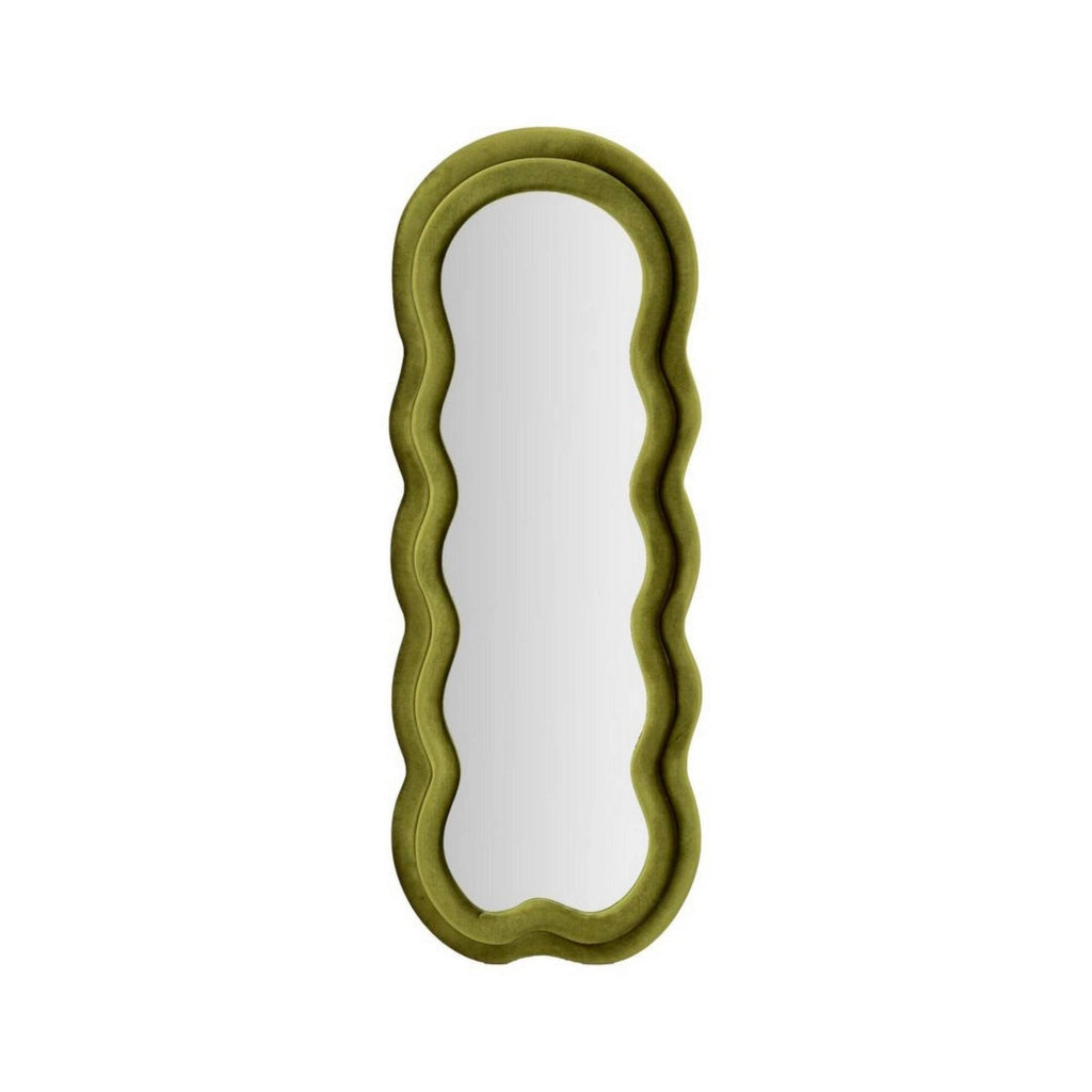 Specchio Marylin, Specchiera, Articolo d'arredo a muro, Decorazione con specchio, 60x4 h160 cm, Verde