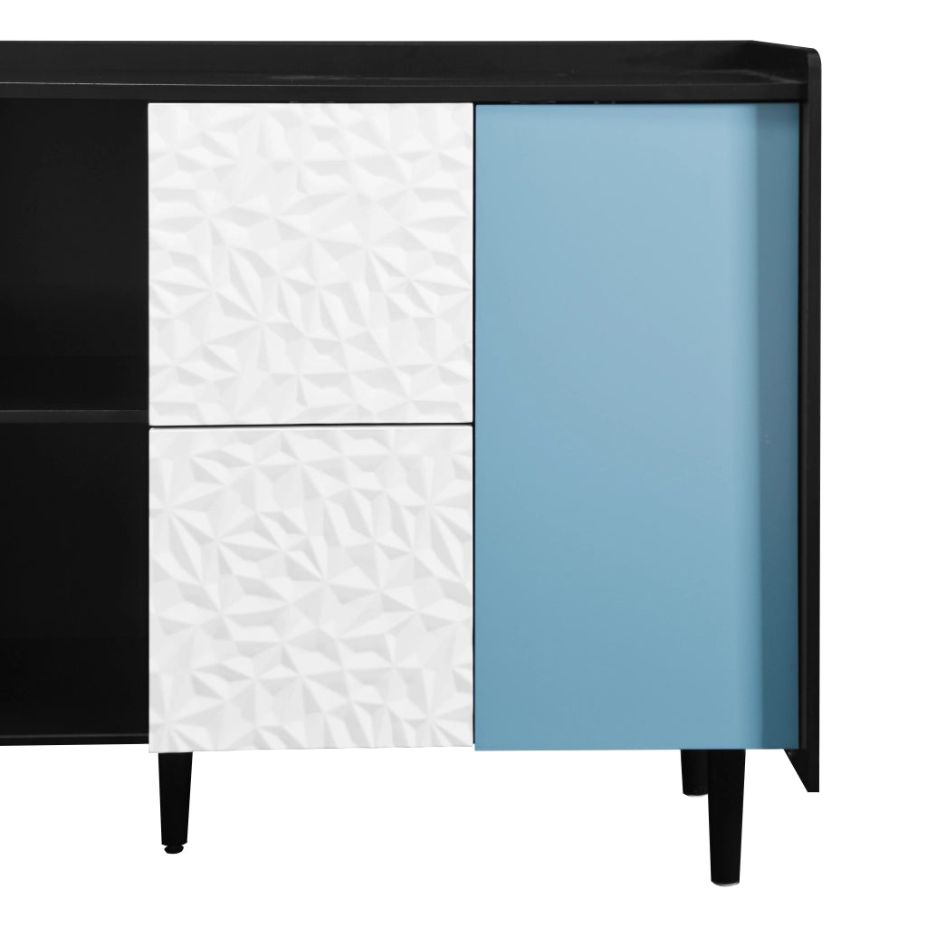 Credenza Buffet con Ante Blu e Cassetti ¨C Xylo ¨C Nero, 2 Cassetti, Design Moderno