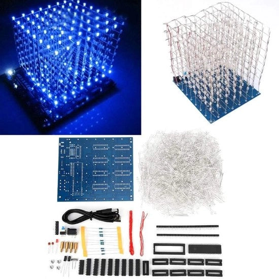 Kit di Luminaria LED 3D Cubo 8x8x8 Cm - Cubo Luminoso per Bambini/Teenager - Attività Creative