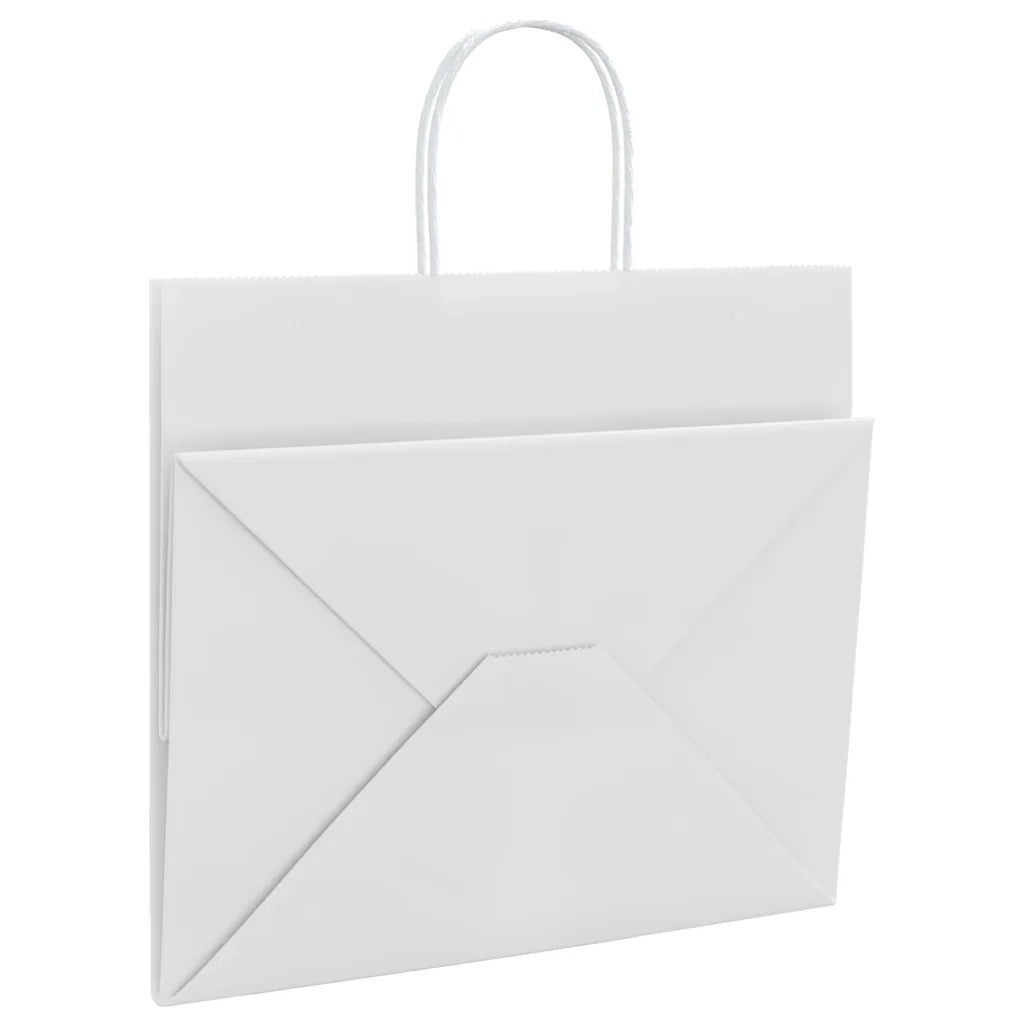 vidaXL Sacchetti di Carta 250 pz con Manici Bianchi 32x22x28 cm