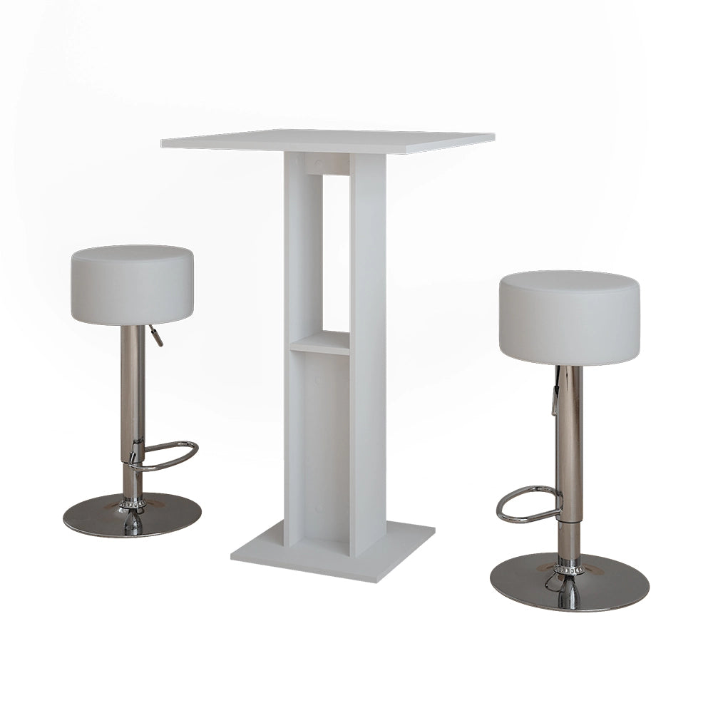 Vicco tavolo bar con sgabelli Bianco 65 x 65 cm con 2 sgabelli da bar