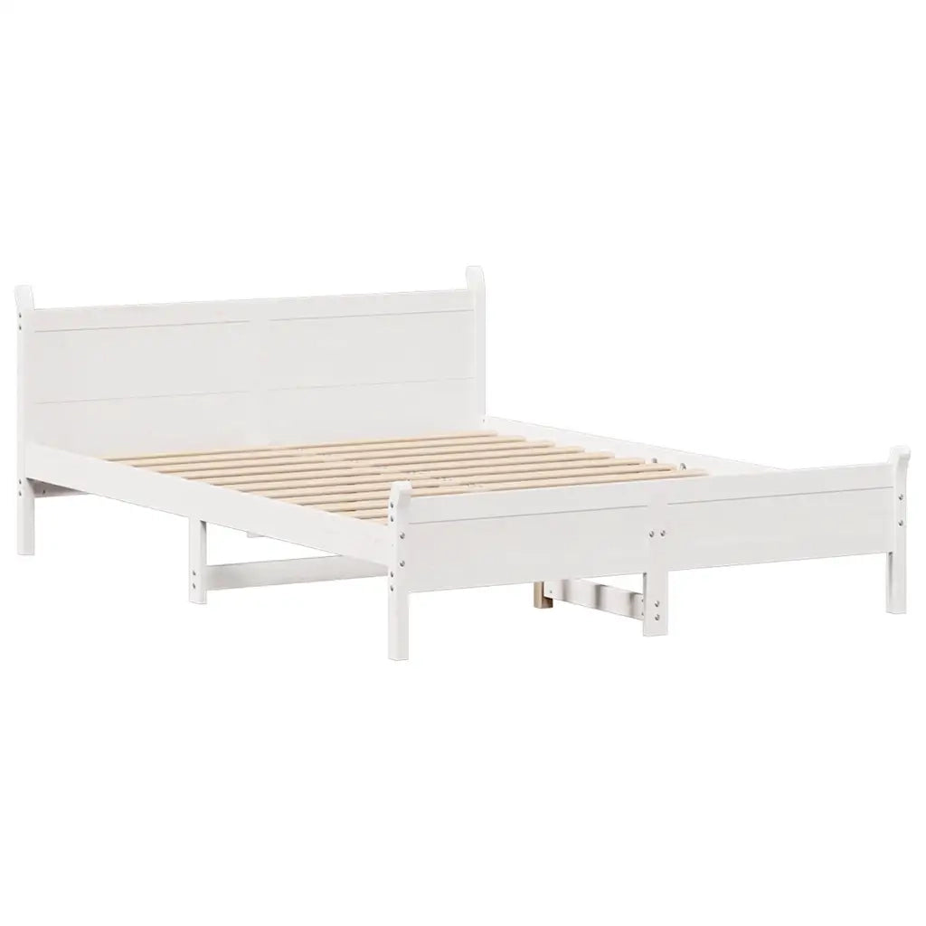 Letto matrimoniale | Letto per adulti | Letto senza Materasso Bianco 135x190 cm Legno Massello di Pino