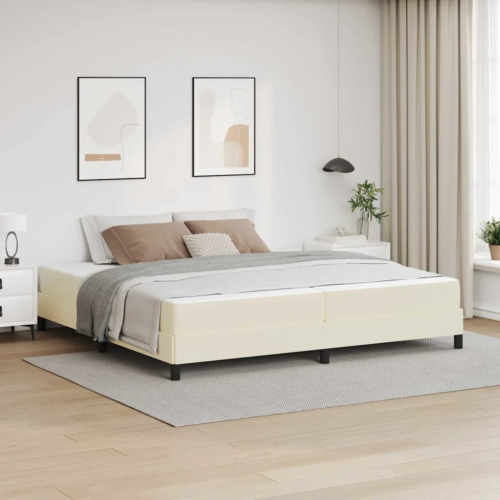 Struttura del letto con materasso Crema 200 x 200 cm Tessuto 3398650