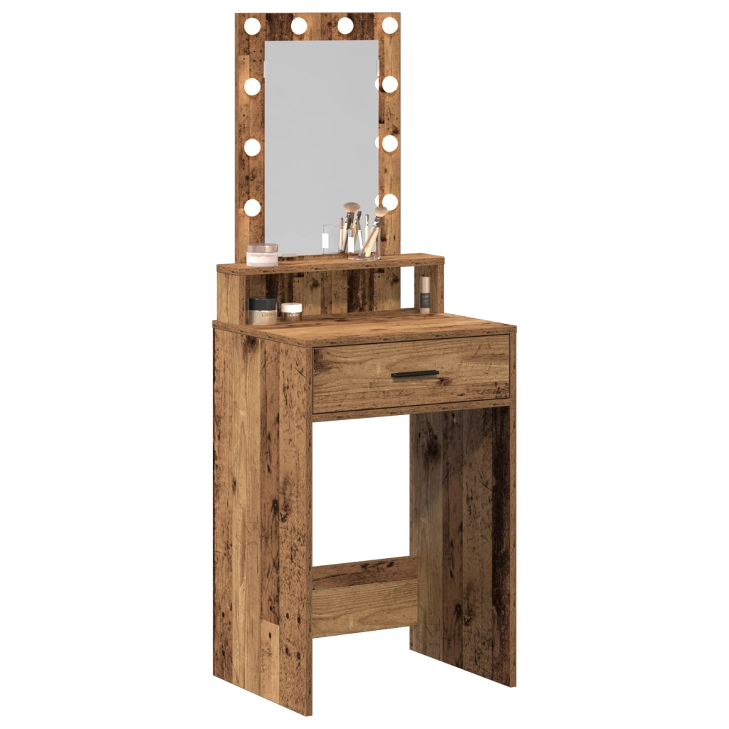 Toletta  con luci LED Legno Vecchio 50x41x140 cm