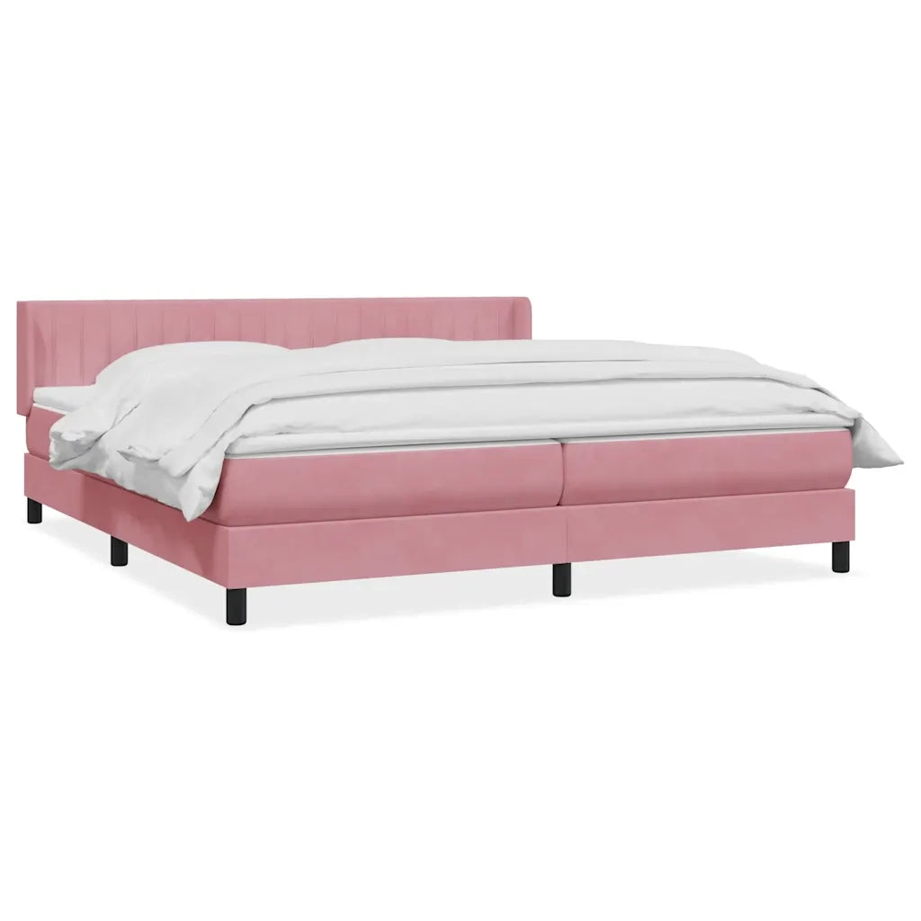 Giroletto a Molle con Materasso Rosa 180x210 cm in Velluto 3318296