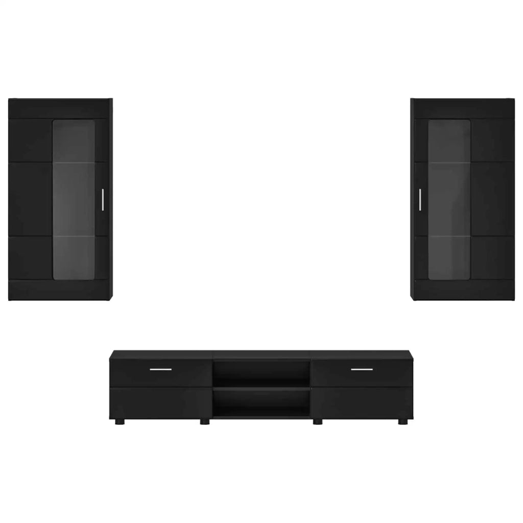 Set mobile TV con cassetto FLORIN 3 pcs Nero Legno multistrato