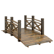 Ponte da giardino in legno con ringhiera ¨C Xylo ¨C 174x78x57.5 cm effetto anticato carbonizzato