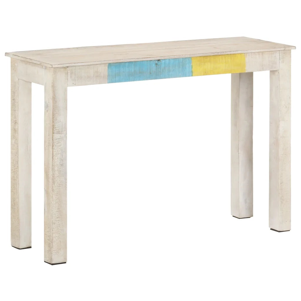 Tavolo Consolle | Tavolo d'Ingresso Bianco 115x35x77 cm in Legno di Mango Grezzo