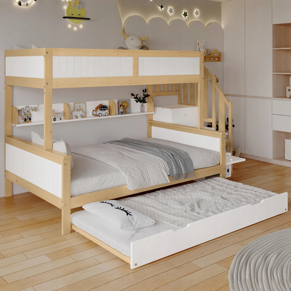 Letto a castello 90x200&90x190&120*200 - Xylo - Bianco con armadio