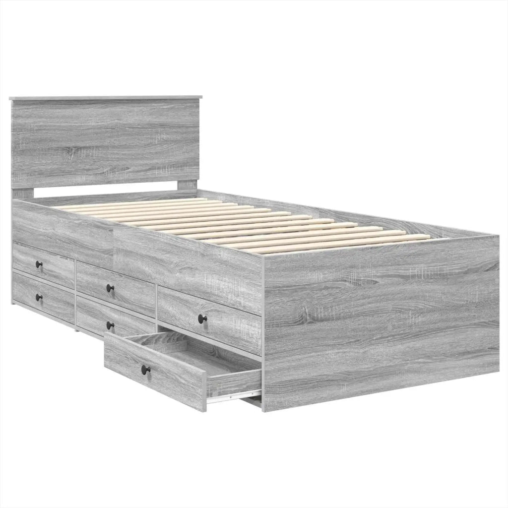 Letto singolo | Letto per adulti | Daybed Grigio Sonoma e Nero 75 x 190 cm Legno multistrato