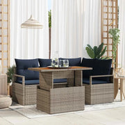 Set da Pranzo per Giardino con cuscino 5 pcs Grigio e Blu Navy