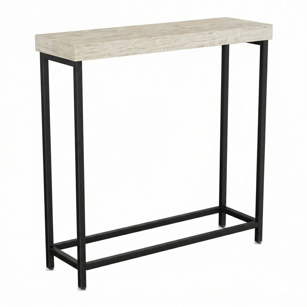 Nikki - Consolle ingresso soggiorno rettangolare 75x75x24 cm stile industrial in metallo e MDF  bleach