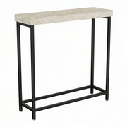 Nikki - Consolle ingresso soggiorno rettangolare 75x75x24 cm stile industrial in metallo e MDF  bleach