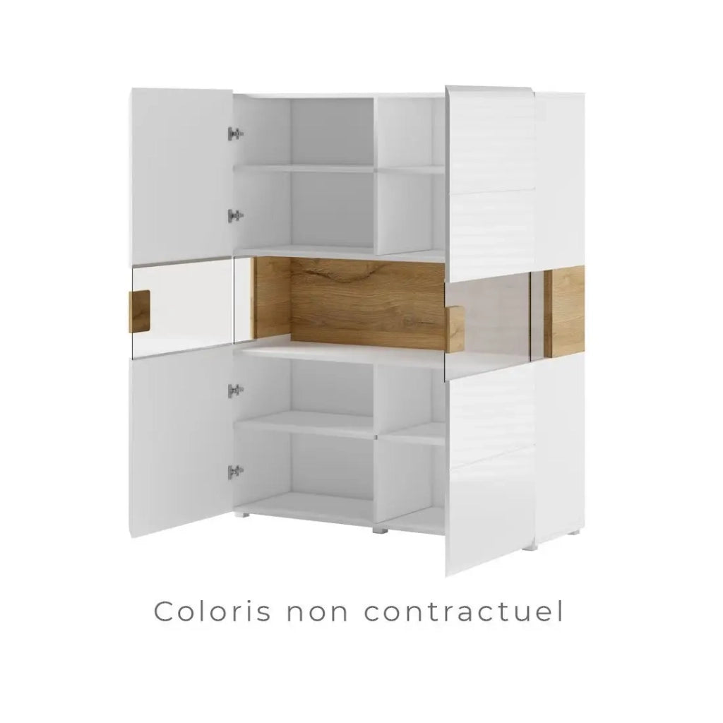 Vetrina doppia porta collezione OHIO. Colore grigio antracite e rovere. LED inclusi.