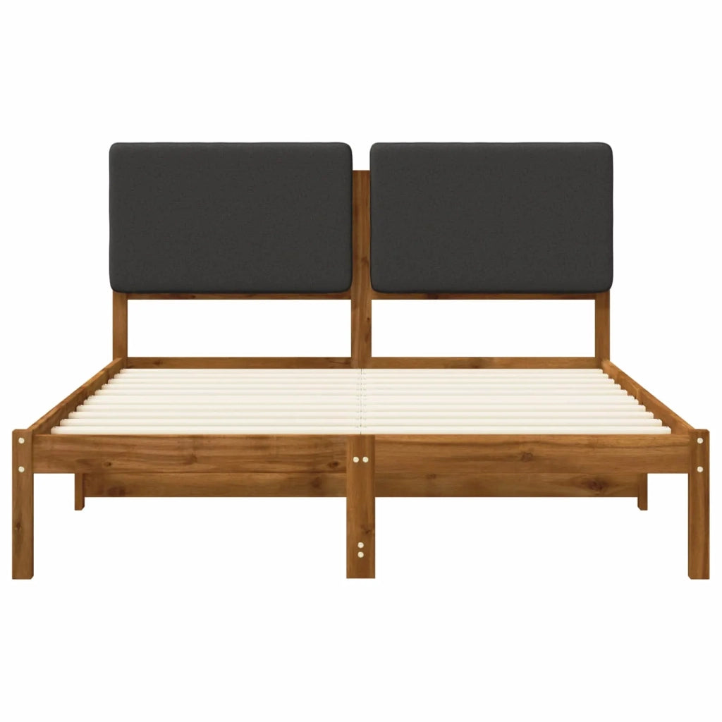 Letto con Testiera Rivestita Naturale e Grigio Scuro 903977