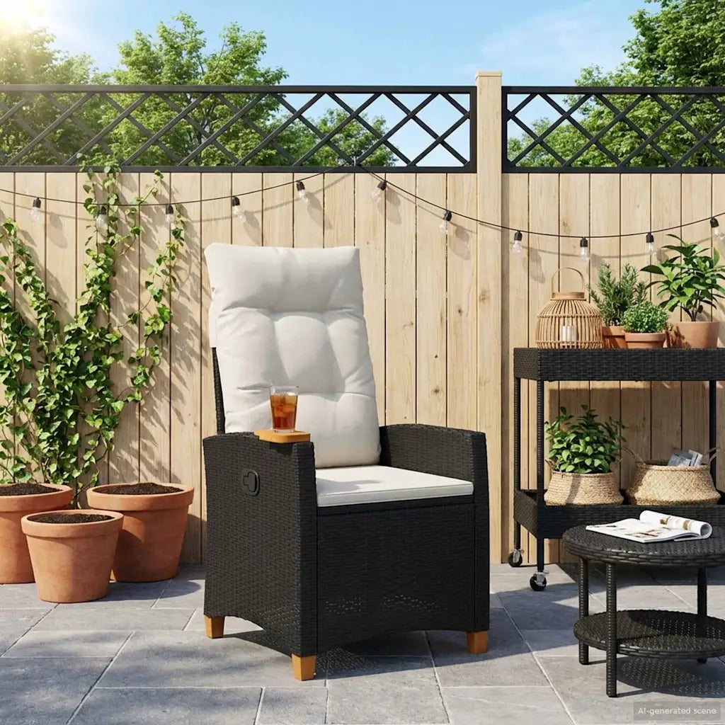 Poltrona reclinabile con tavolino 62 x 64 x 112 cm polyrattan
