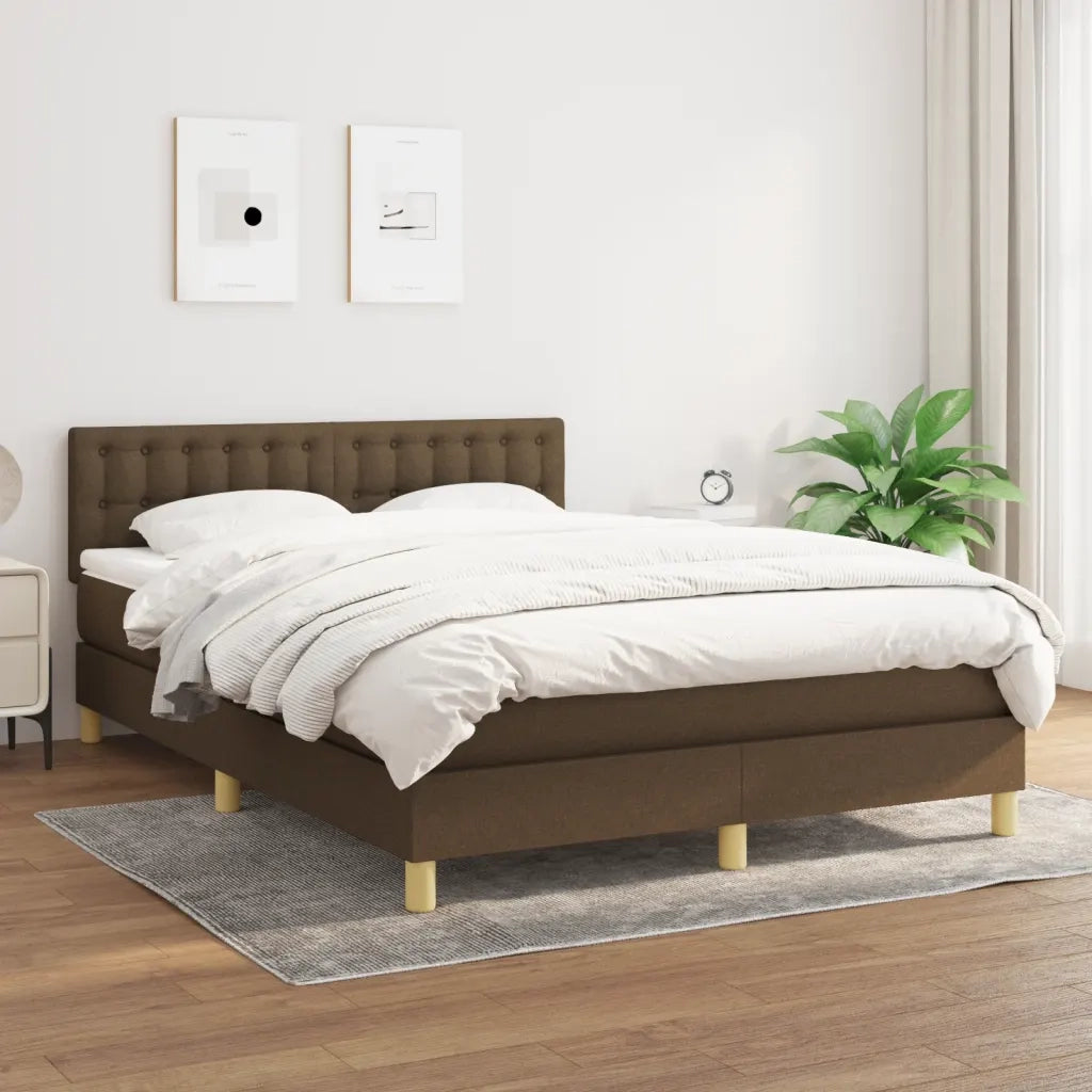 Giroletto a Molle con Materasso Marrone Scuro 140x200cm Tessuto 3140940
