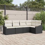 Set di divani con cuscino 5 pcs Nero polyrattan 3346717