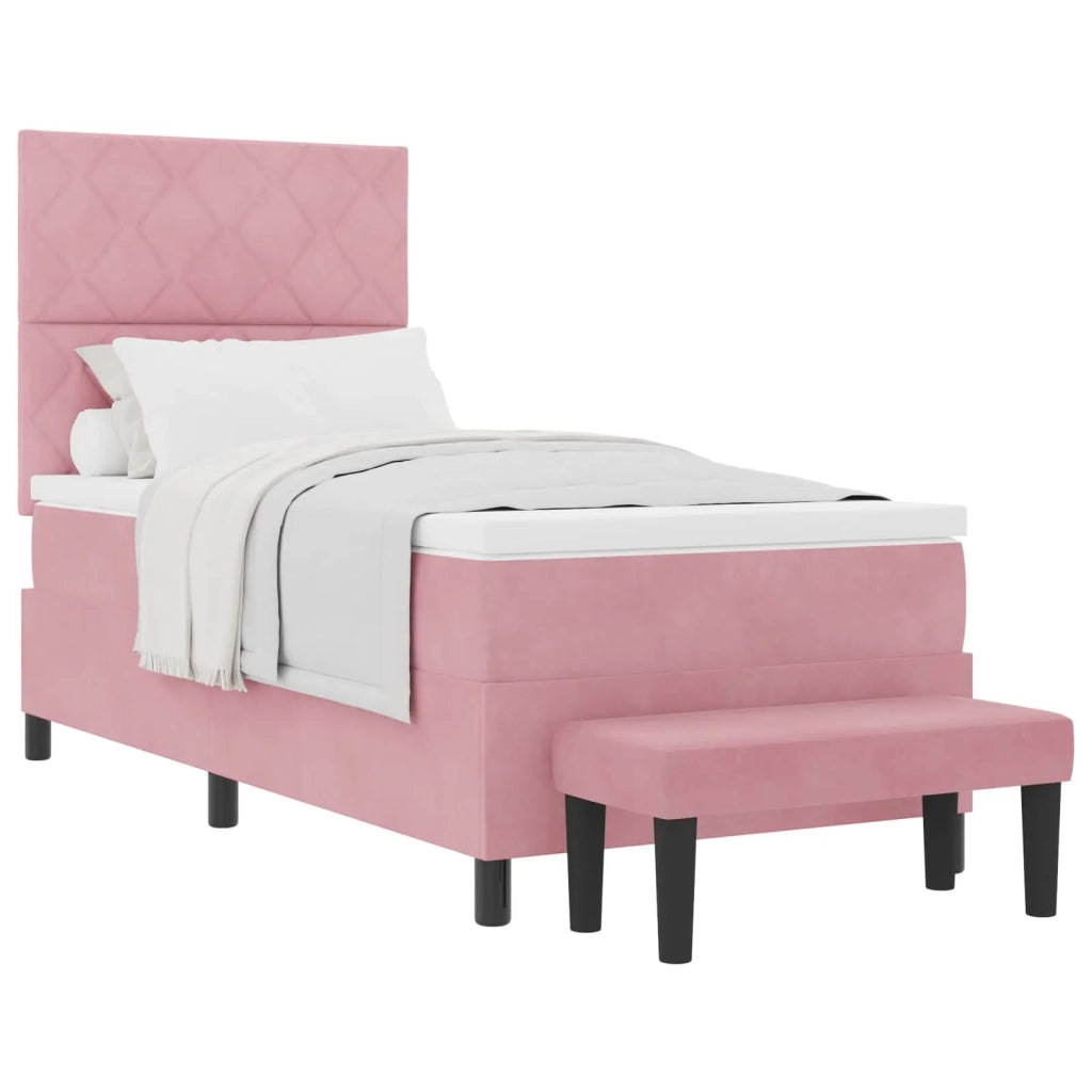 Letto a molle con testiera Rosa 190 x 90 cm Velluto 3344551
