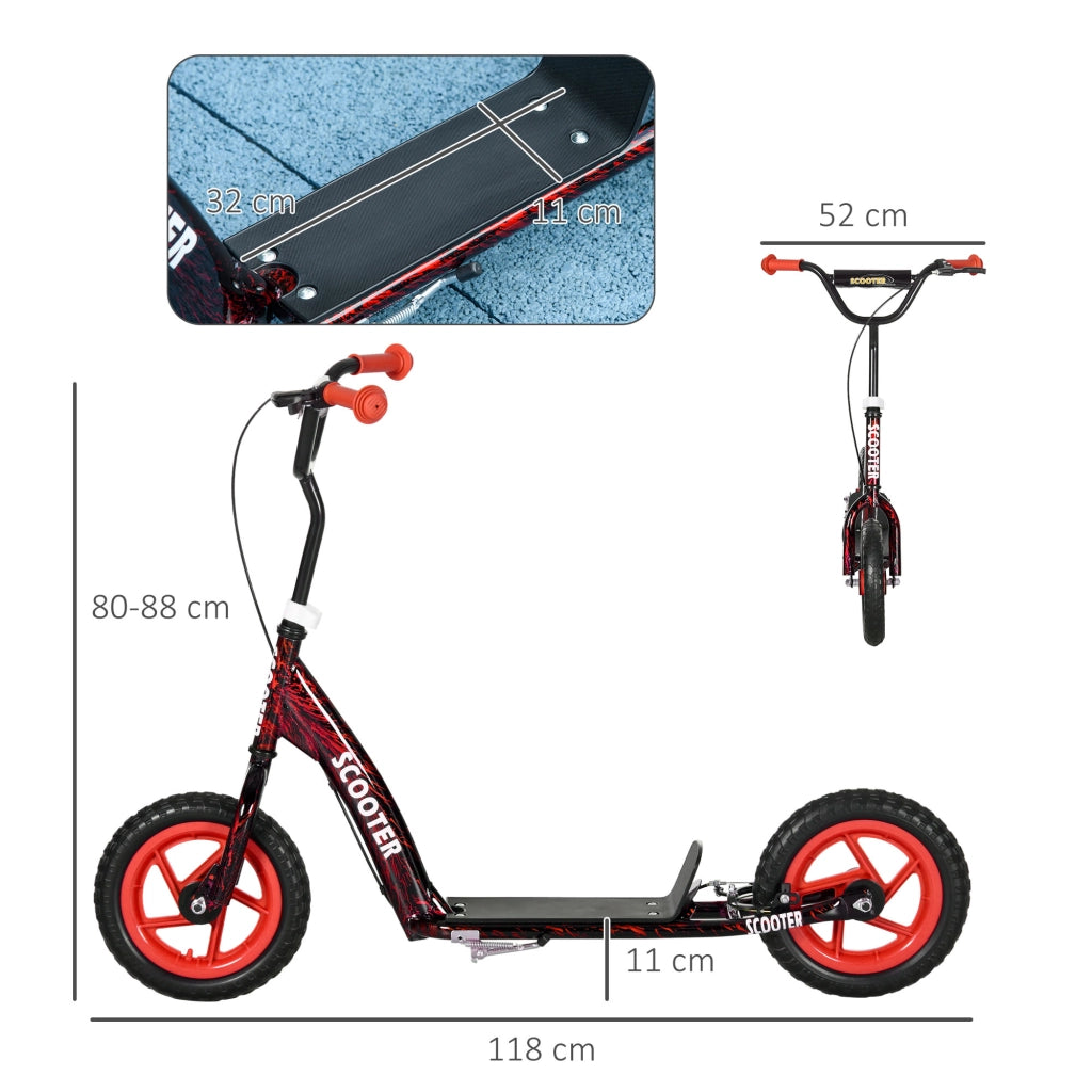 Monopattino per Bambini ¨C zephmum ¨C Regolabile in Altezza, 2 Ruote, Rosso, Acciaio e Plastica