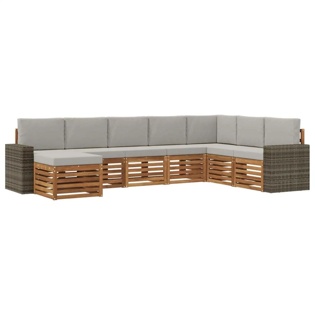 Set di divani da esterno 8 pcs Naturale e Grigio Chiaro