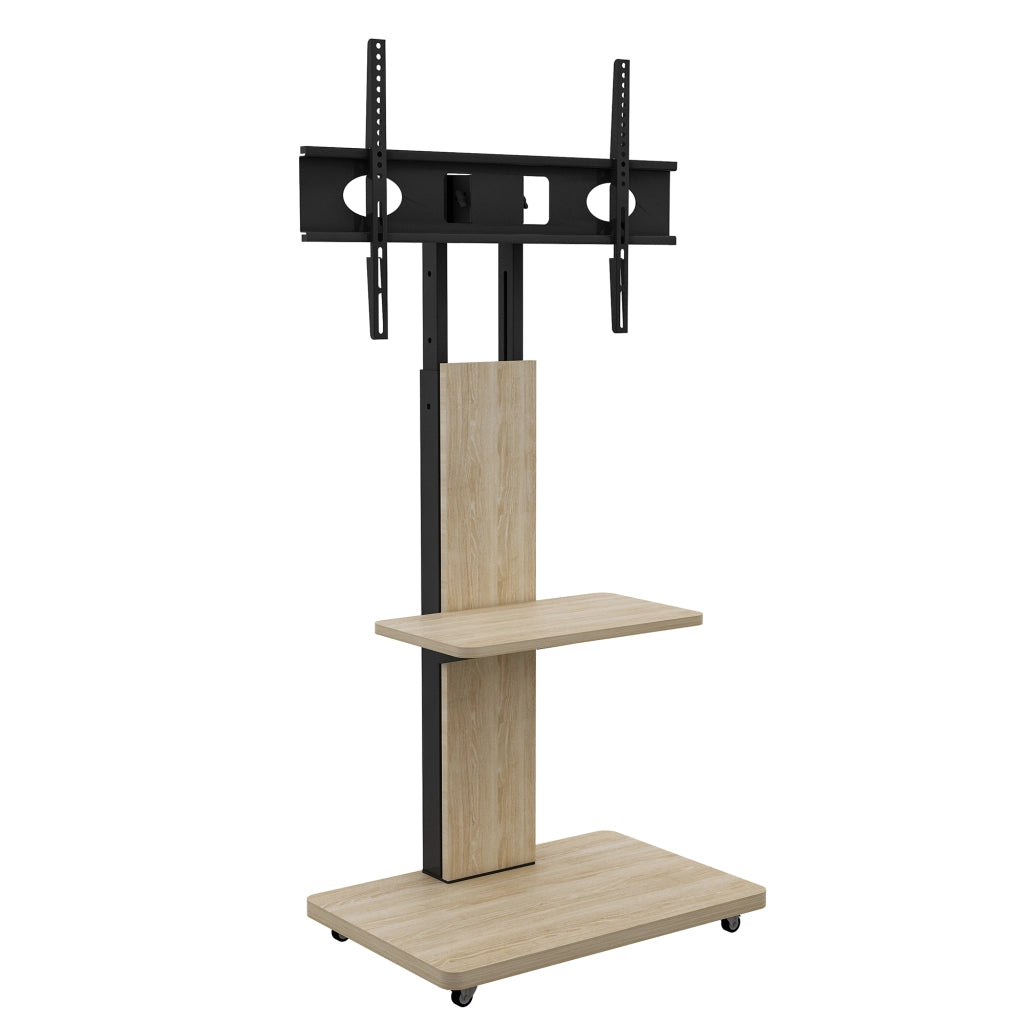 Supporto TV Mobile con Ripiano 32-75 Pollici Altezza Regolabile ¨C Xylo ¨C Rovere 60x40 cm