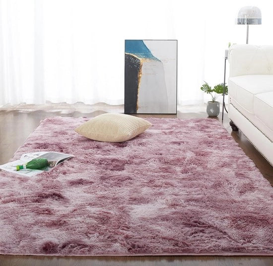 Tappeto da Sala in Pile Alto 150 x 240 cm Rosa Design Moderno