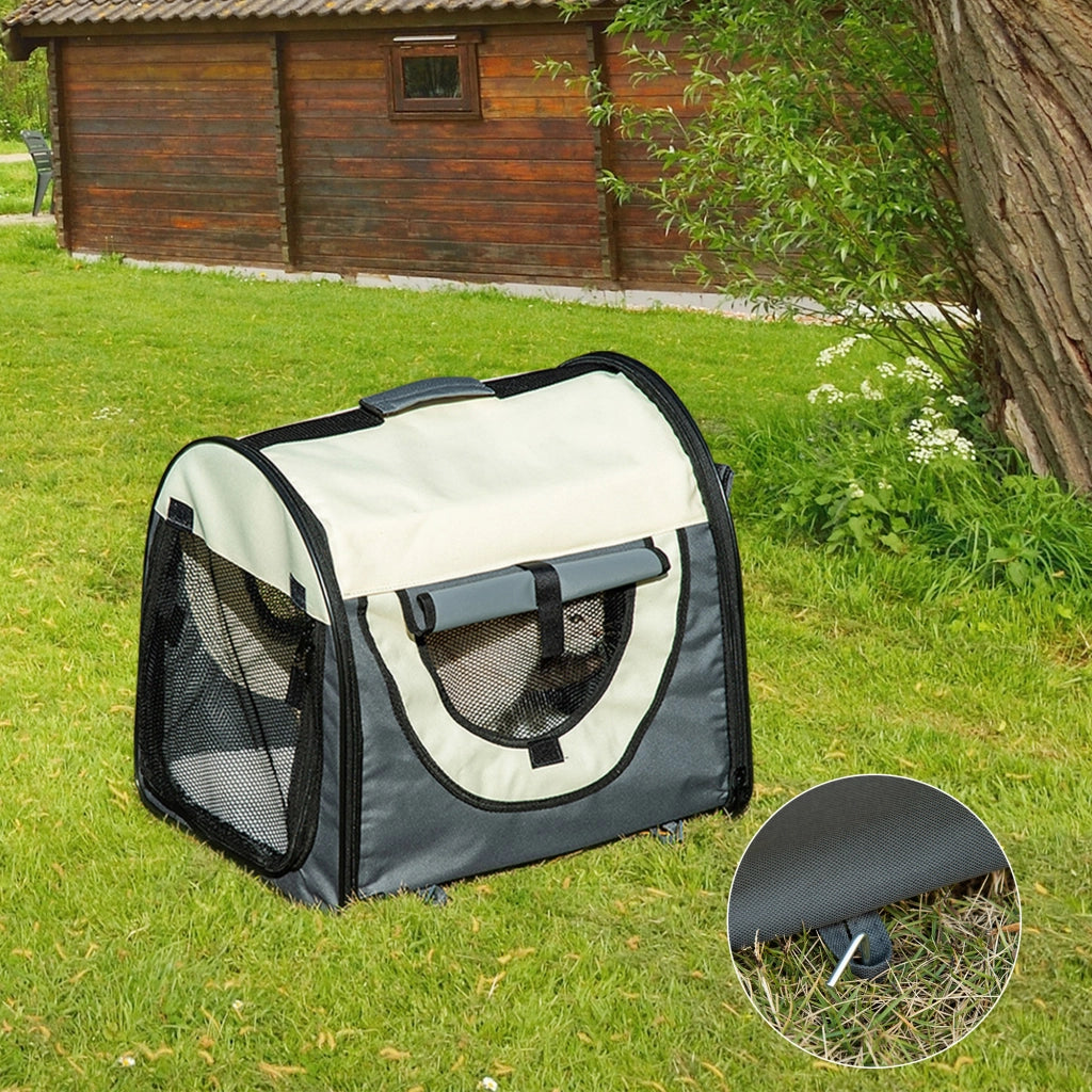 EasyComfort Trasportino per Animali Domestici Pieghevole in Oxford con Cuscino Rimovibile Lavabile e Borsa per Trasporto, 46x36x41cm, Grigio scuro
