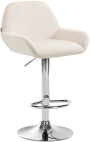 Sgabello Braga in velluto crema,cromo