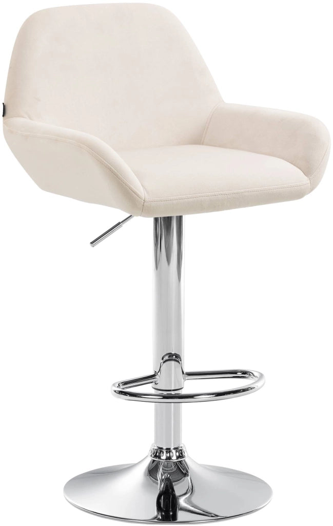 Sgabello Braga in velluto crema,cromo