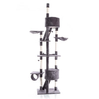 Albero tiragraffi 240-260cm grigio Modello a soffitto Sisal Con nicchie e amache