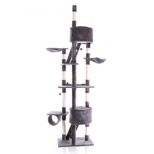 Albero tiragraffi 240-260cm grigio Modello a soffitto Sisal Con nicchie e amache