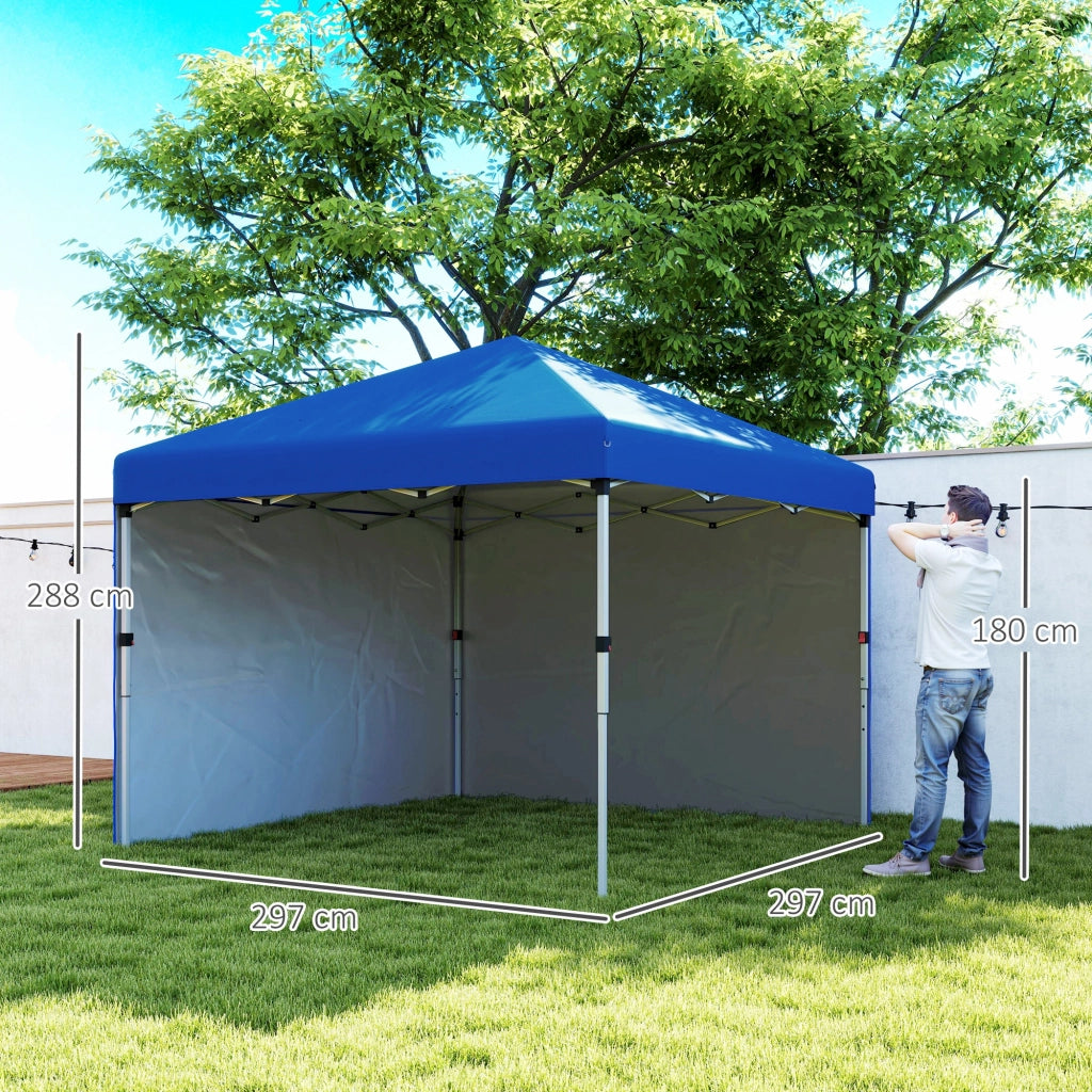 Carpa Plegable Pop-up 3x3 m con Pareti Laterali Anti-UV ¨C zephmum ¨C Blu