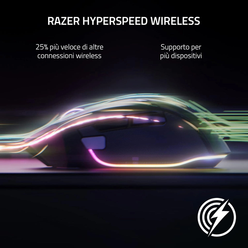 Razer Basilisk V3 Pro - Mouse da Gioco Wireless Personalizzabile con Rotellina Inclinabile Razer Hyperscroll (Sensore Ottico Focus Pro 30K, Chroma RGB, Pulsanti Programmabili 10+1) Nero