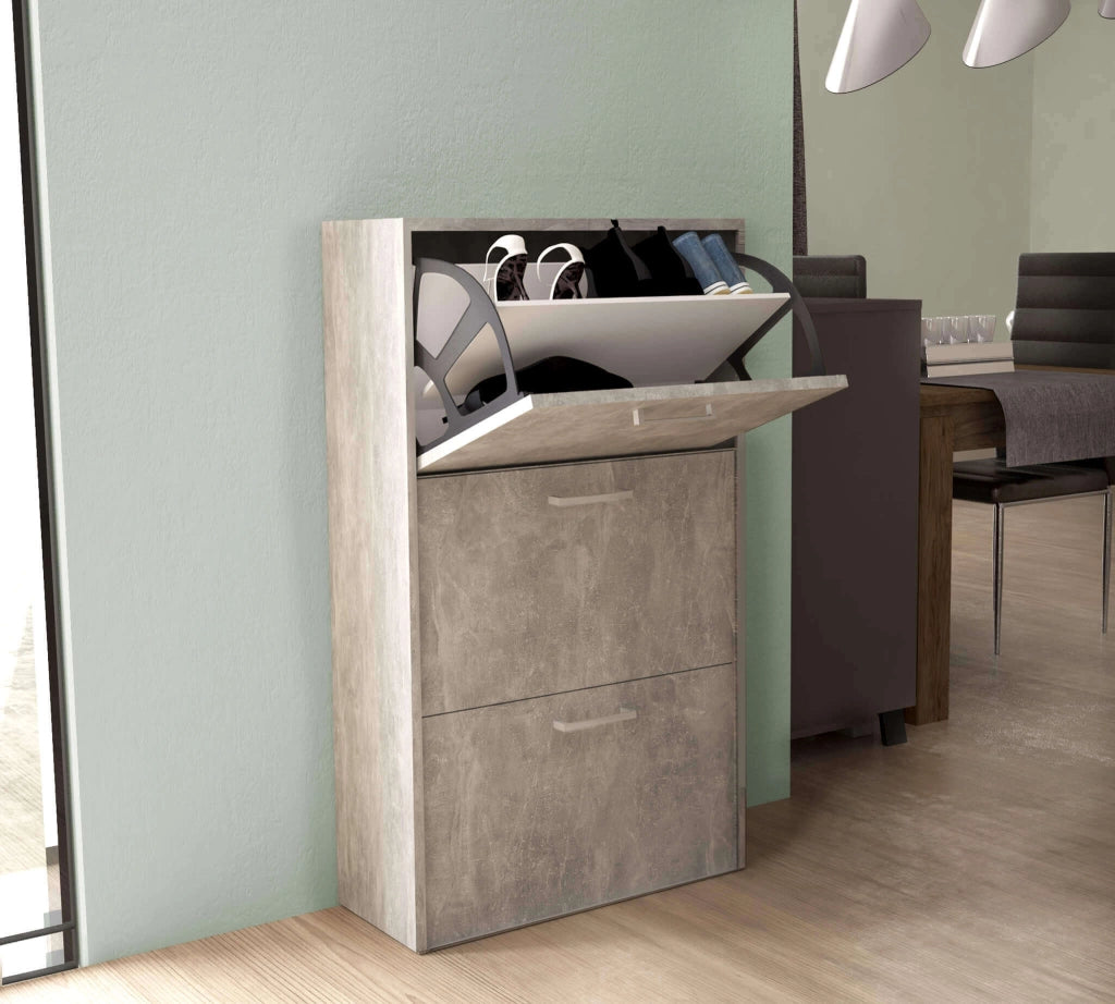 SCARPIERA MOLLY 3 ANTE A RIBALTA GRIGIO EFFETTO CEMENTO 59 X 25 X H105 CM