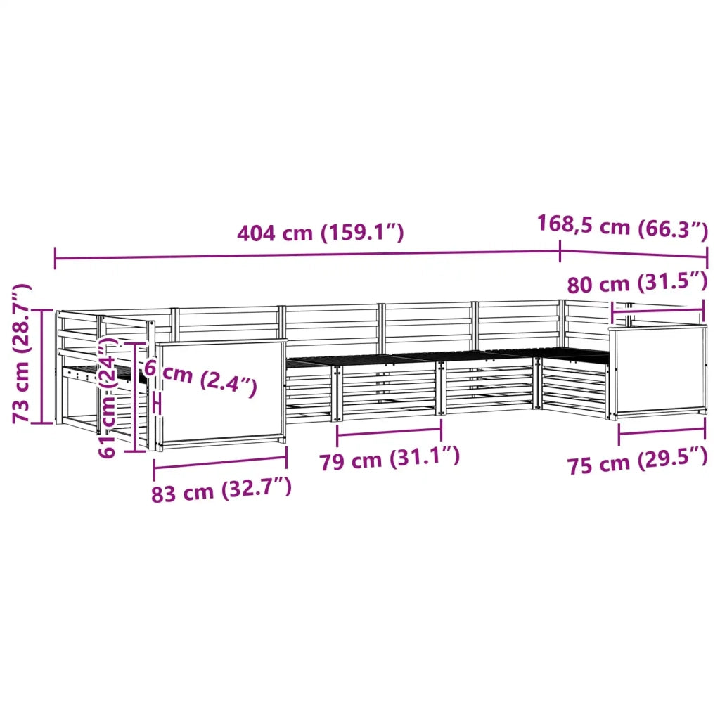 Set di divani da esterno 7 pz Naturale Legno di Acacia Massello 3383807