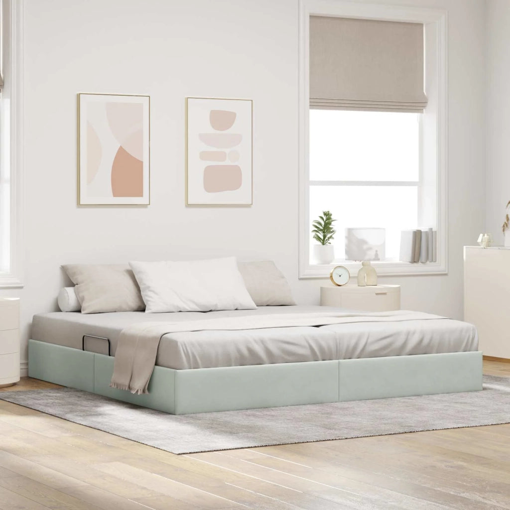 Letto ottomano Grigio Chiaro 200 x 200 cm Velluto