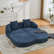 Divano letto 2 posti pieghevole in ciniglia; 157 x 84 x 65 cm; blu navy