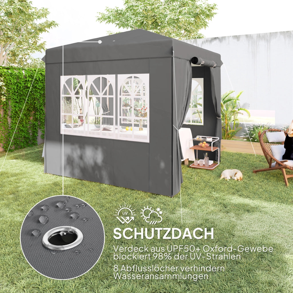 Pavilion da giardino pop-up 2.5x2.5m con pareti e borsa ¨C zephmum ¨C grigio scuro